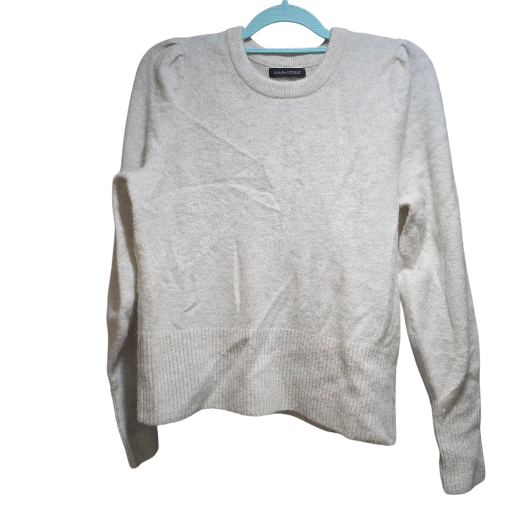 Banana Republic Alpaca Wool Blend Puff Sleeve Oatmeal Sweater Size L